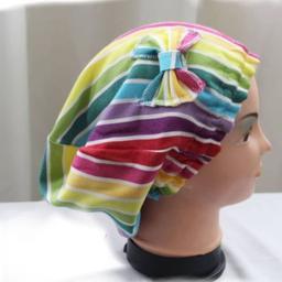 کلاه حمام رنگین کمانی تمام نخ مخصوص موهای بلند 