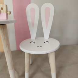 صندلی کودک مدل خرگوش سفید گوش صورتی 