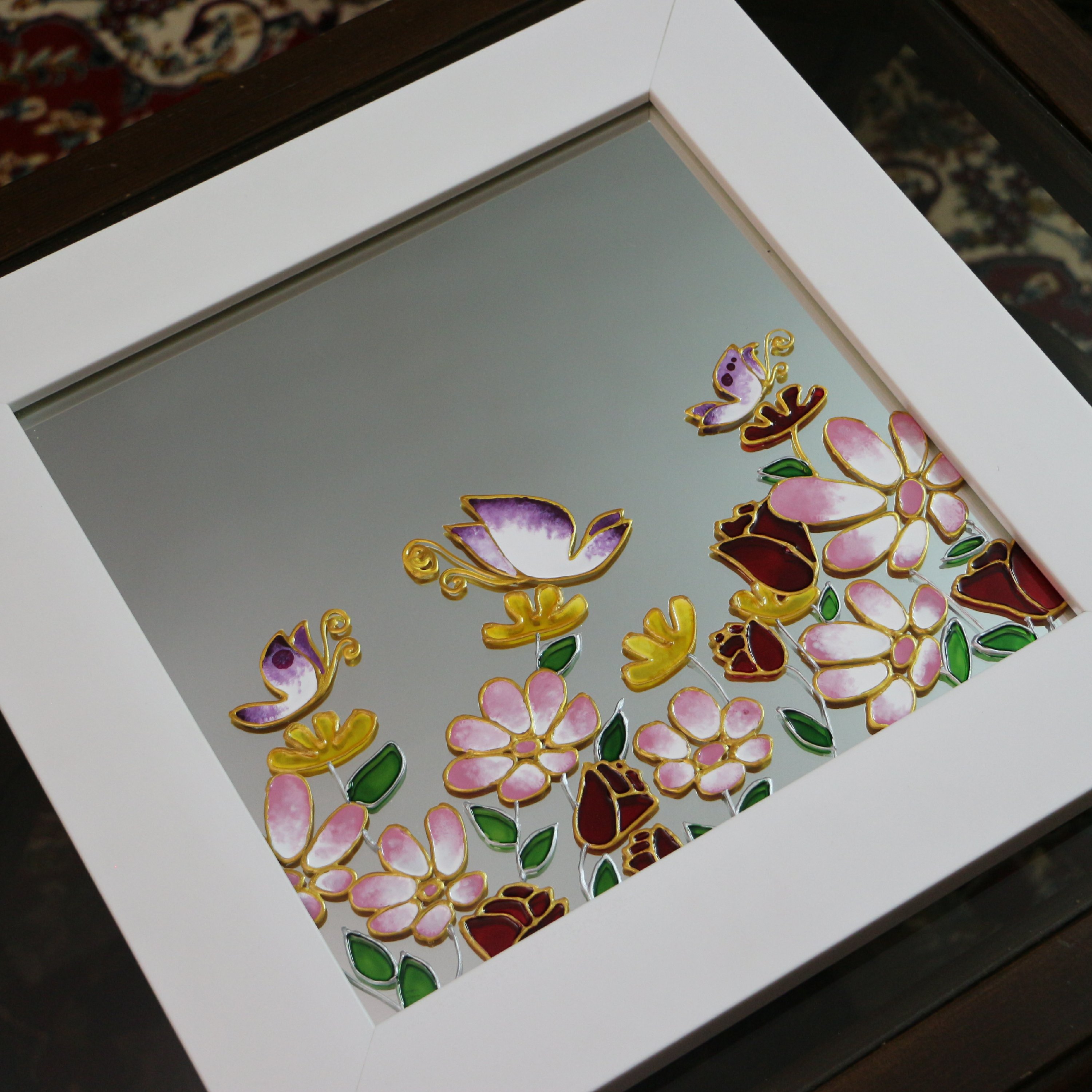 آینه ویترای بهار3 /50 سانتی با قاب قهوه ای