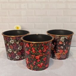 سطل کاغذ گلدار سایز متوسط لب طلایی در 3طرح زیبا تهیه شده از موادنوباکیفیت مقاوم