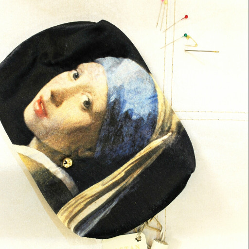 کیف دستی مخمل با آویز چرم طبیعی (نقاشی اثر ورمیر)