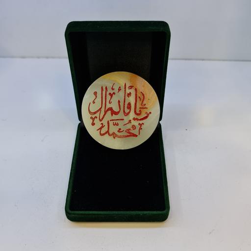 سنگ حرم امام حسین و سنداصالت (جدید تعداد محدود سایز بزرگ با نوشته حکاکی لیزری یا..( هدیه مهر کربلا و جعبه مخمل )