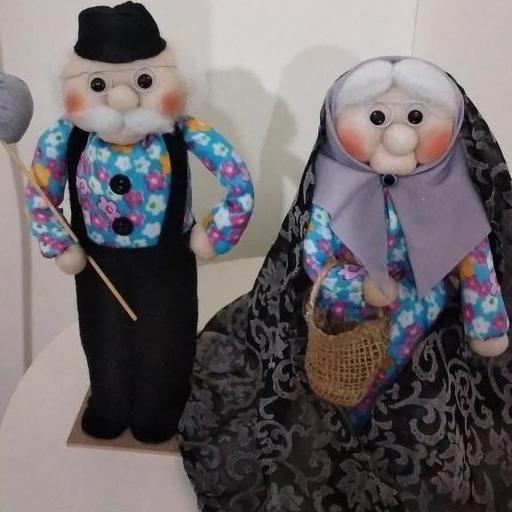 عروسک  پدربزرگ و مادر بزرگ پارچه ای با قد 28 سانت