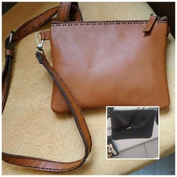 کیف  چرم طبیعی دستدوز،کیف دوشی یا کج زنانه
