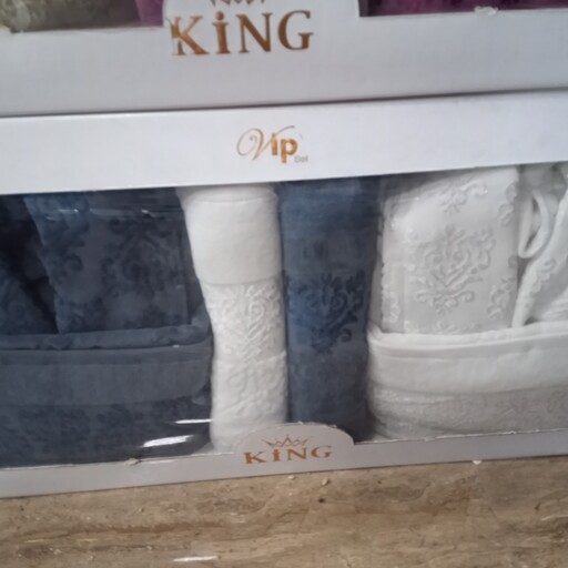 سرویس حوله تن پوش دوقلو ست دوبل صد در صد کتان صادراتی برند King