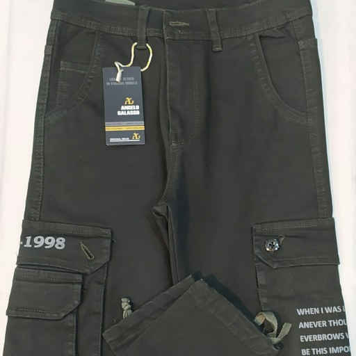شلوار کتان 6 جیب مردانه سایز 31 تا 36 معادل 40 تا 48 رنگ سبز و مشکی جیب بغل کشی جذب