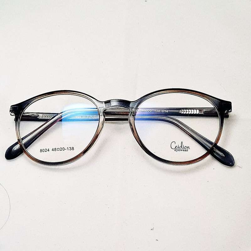 عینک طبی کائوچو زنانه هایلایت دورنگ قهوه ای و آبی کیفیت عالی 