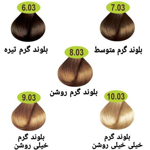 رنگ مو ماکادامیا سری طبیعی گرم 5 رنگ به همراه اکسیدان 6% یا 9%