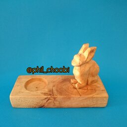 جاشمعی جا عودی چوبی طرح زیبا همراه یک خرگوش کوچک