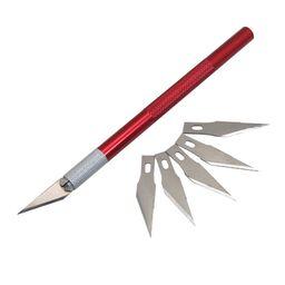 کاتر قلمی فلزی به همراه تیغ یدک - رنگ قرمز - تیغ فلزی کاردستی