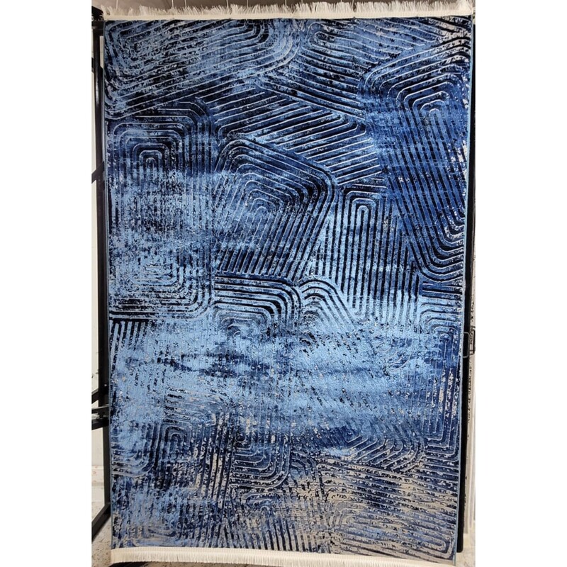 فرش بامبو 1000شانه تراکم 3000 رنگ آبی 12 متری