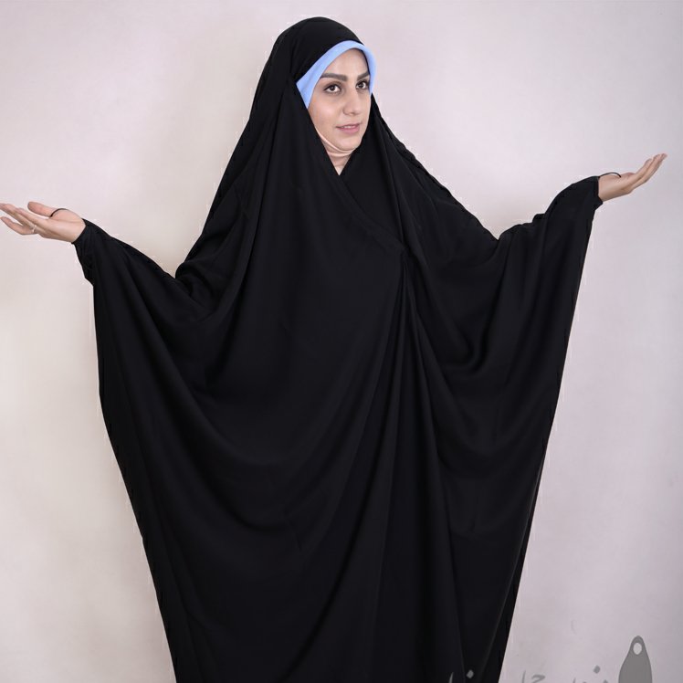 چادر مدل جده یا عبا جنس کرپ حریر اسود کره ای بسیار مشکی