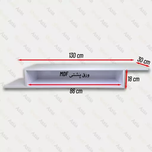 میز تلویزیون دیواری شلف دیواری باکس دو ال 16 میل 130 سانت نما نوار 