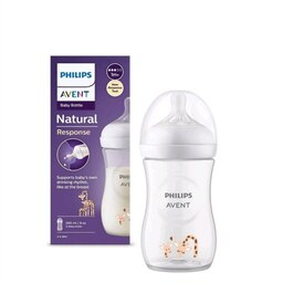 شیشه شیر نچرال ریسپانس260 میل فیلیپس اونت طرح زرافه philips avent