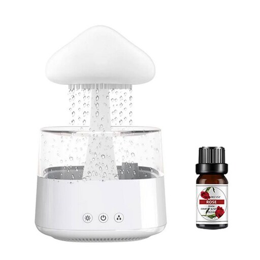 چراغ خواب هفت رنگ، بخور سرد، باران ساز و اسپیکر بلوتوثی مدل Rain Cloud Humidifier