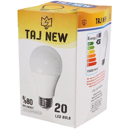 لامپ حبابی LED تاج نیو Taj New E27 20W