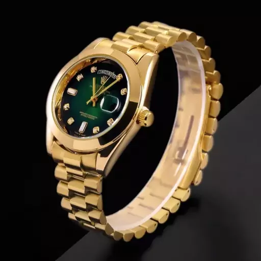 ساعت رولکس مردانه بند استیل طلایی دو تقویم Rolex