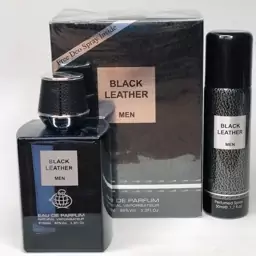 عطر ادکلن بلک لیدر فراگرنس ورد با اسپری Black Leather حجم 100 میل (کرید اونتوس)