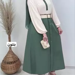 ست سه تیکه شومیز دامن کمربند عسل 