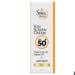 کرم ضد آفتاب و ضد لک آبرسان و مرطوب کننده بر پایه آب اسپارک وودن بدون رنگ (SPF50)