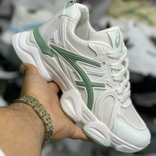 کتونی آسیکس زنانه دخترانه کفش ونس اسپرت اسپورت اسیکس ASICS شیک لژ دار لژدار مشکی سفیدکرمی بندی رانینگ سبک راحتی چهل وپنج