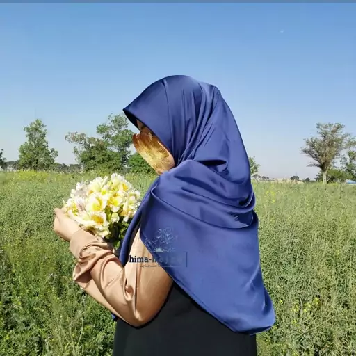 روسری ساتن ابریشم سرمه ای وارداتی 