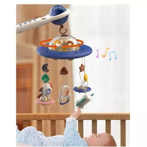 اسباب بازی آویز تخت کنترلی موزیکال طرح فضایی Universe Baby Bed Bell