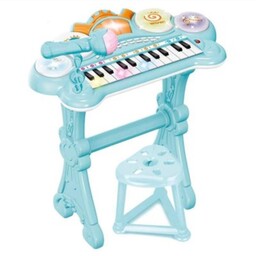 اسباب بازی پیانو الکترونیکی با صندلی و میکروفون رنگ آبی Kanisi Musical Piano Toy