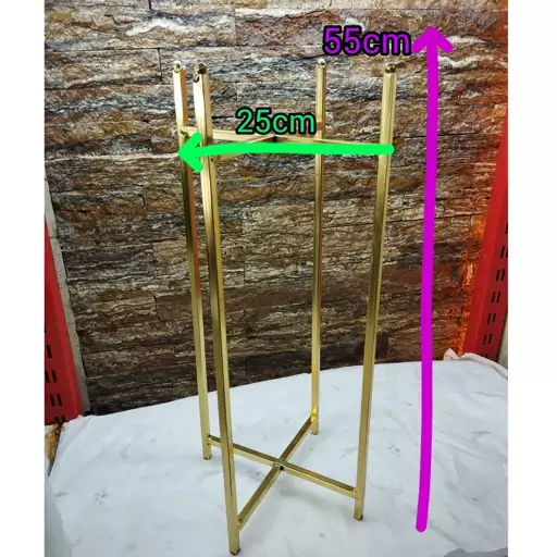 پایه گلدان طلایی فلزی