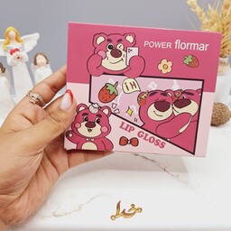 پک 6 تایی لیپ گلاس شاین دار خرس عاشق برند POWER flormar