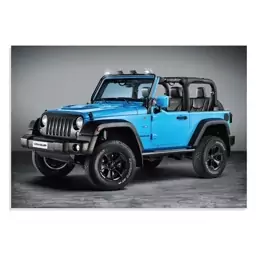 تابلو شاسی طرح ماشین جیپ - Blue Jeep Wrangler Rubicon مدل NV0634