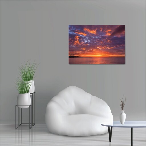 تابلو شاسی طرح غروب آفتاب آسمان دریا Sunset Sea Sky مدل NV0878