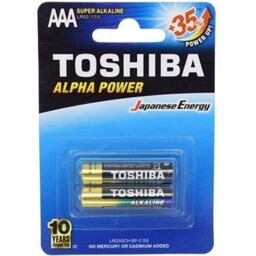 باتری نیم قلمی توشیبا بسته 2 عددی toshiba alpha power+35