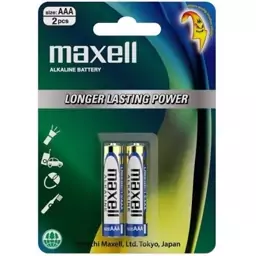 باتری نیم قلمی آلکالاین مکسل دو عددیmaxell alkaline batteryAAA