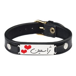 دستبند زنانه گیلواره زراوشان مدل چرم طبیعی اسم ژاسمین کد CLK 202