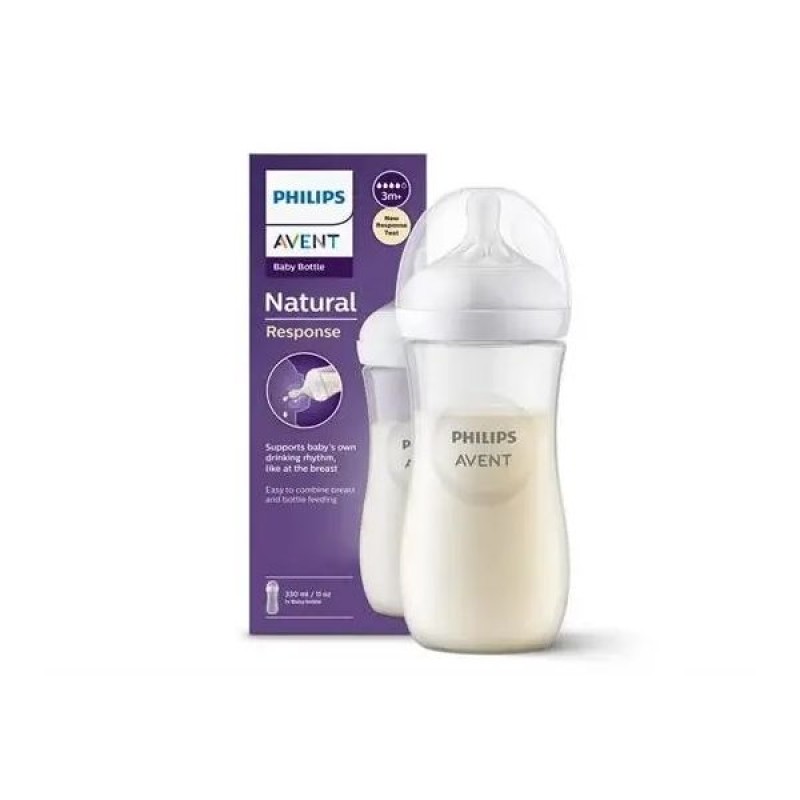 شیشه شیر نچرال طلقی 330 میلی لیتر +3mماه فیلیپس اونت «philips avent»