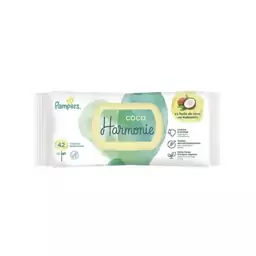 دستمال مرطوب کودک با روغن نارگیل ارگانیک پمپرز Pampers مدل Harmonie Coco بسته 42 عددی