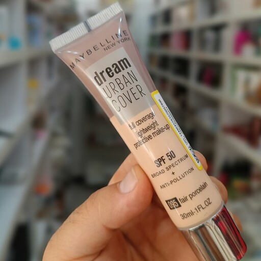 کرمپودر گیاهی بژ روشن کرم پودر ضدآب اورجینال Maybelline foundation پوشاننده جوش صورت کاور بالا انواع کرم گریم موجوده 