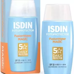 ضد آفتاب مجیک فیوژن واتر SPF50 ایزدین ISDIN حاوی ویتامین E برای آبرسانی و بدون چربی 