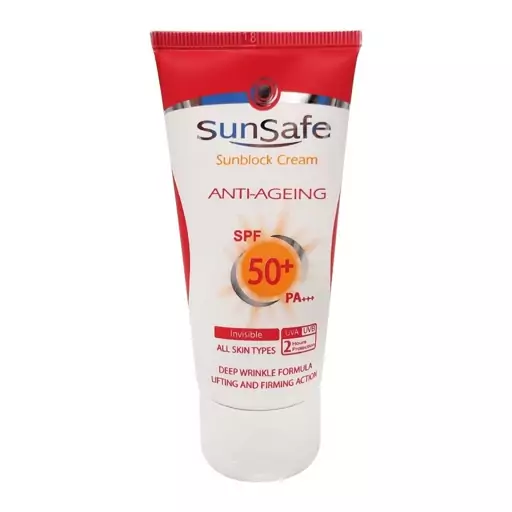 کرم ضد آفتاب بدون رنگ ضد چروک SPF50 سان سیف