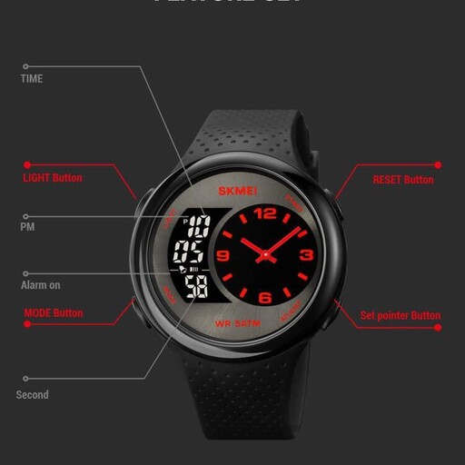 ساعت مچی مردانه اسکمی 3زمانه ضدآب قوی دیجیتال وانالوگ برای آنهایی که خاص میپوشند