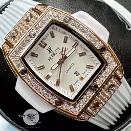 ساعت مچی زنانه هابلوت بند رابر باگارانتی جعبه ارسال رایگان در رنگبندی Hublot