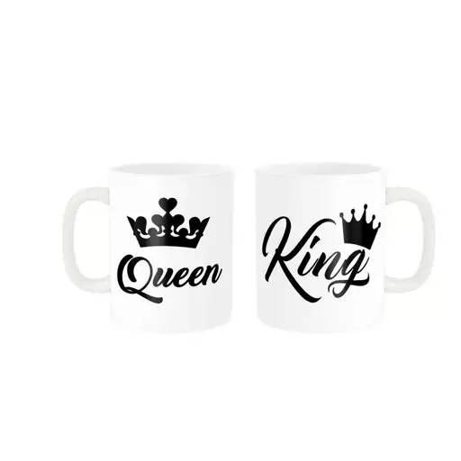 ماگ ناریکو طرح فانتزی مدل ست عاشقانه king Queen کد 03 مجموعه دو عددی