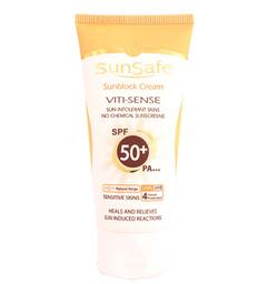 کرم ضد آفتاب رنگی پوست حساس فاقد جاذب شیمیایی spf50 سان سیف | بیوتی مال