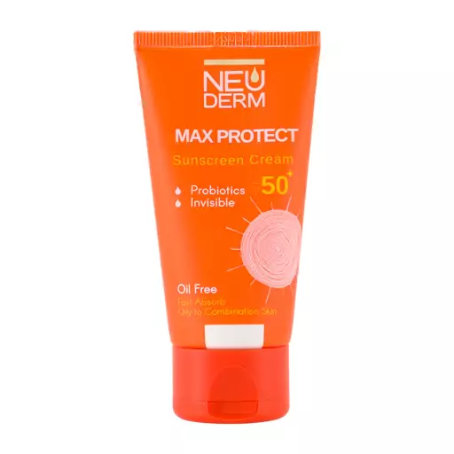 کرم ضد آفتاب بی رنگ نئودرم مدل Max Protect SPF50 مناسب پوست چرب حجم 50 میلی لیتر  بیوتی مال