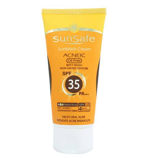 کرم ضد آفتاب رنگی پوست چرب spf35 سان سیف  بیوتی مال