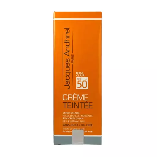 کرم ضد آفتاب رنگی ژاک آندرل پاریس SPF 50 مناسب پوست های خشک و معمولی حجم 50 میلی لیتر بژ روشن بیوتی مال