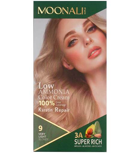 کیت رنگ مو سری رنگ های طبیعی حجم 100 میل مونالی اسکای 9 Very Light Blonde بیوتی مال