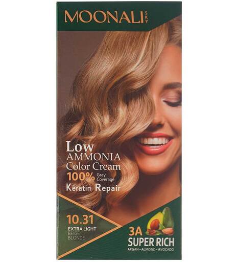 کیت رنگ مو سری رنگ های بلوند بژ حجم 100 میل مونالی اسکای 10.31 extra lisht Beige Blonde بیوتی مال