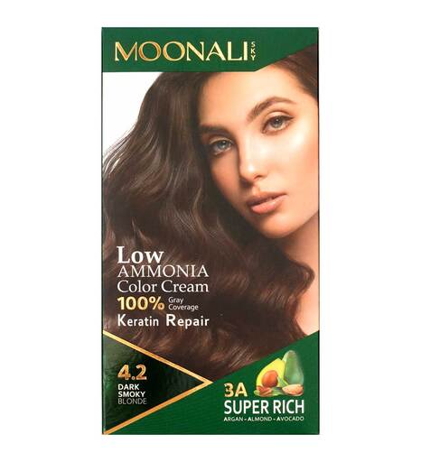 کیت رنگ مو سری رنگ های دودی حجم 100 میل مونالی اسکای 4.2 Dark Smoky Blonde بیوتی مال